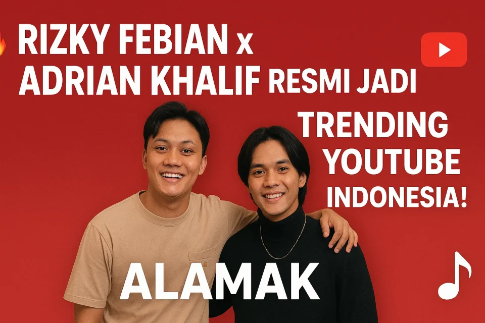 Gambar thumbnail lagu Alamak kolaborasi Rizky Febian dan Adrian Khalif trending nomor 1 di YouTube Indonesia