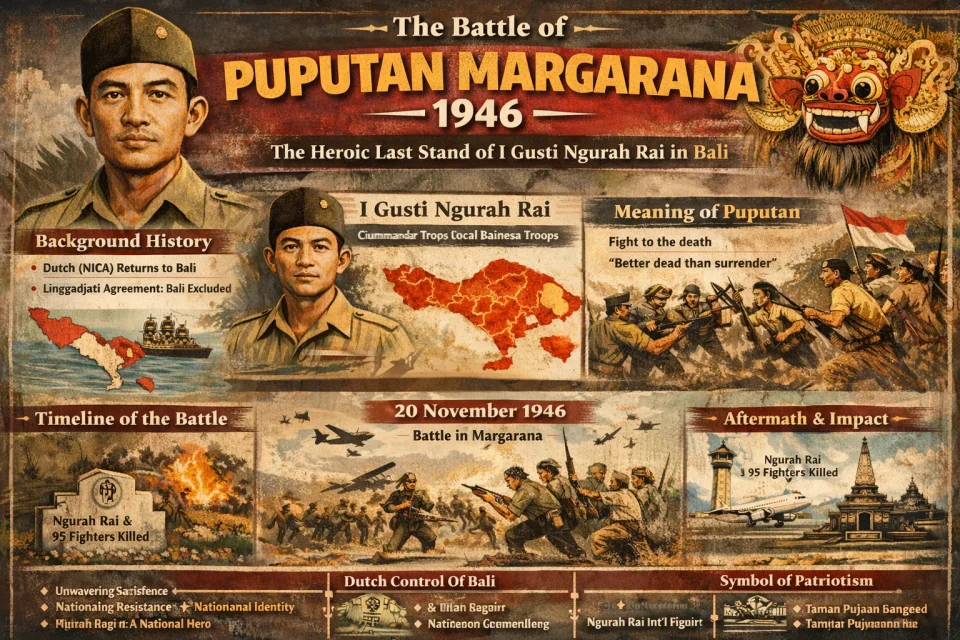 puputan margarana 1946 infographic bali battle i gusti ngurah rai heroic last stand indonesian independence war timeline history